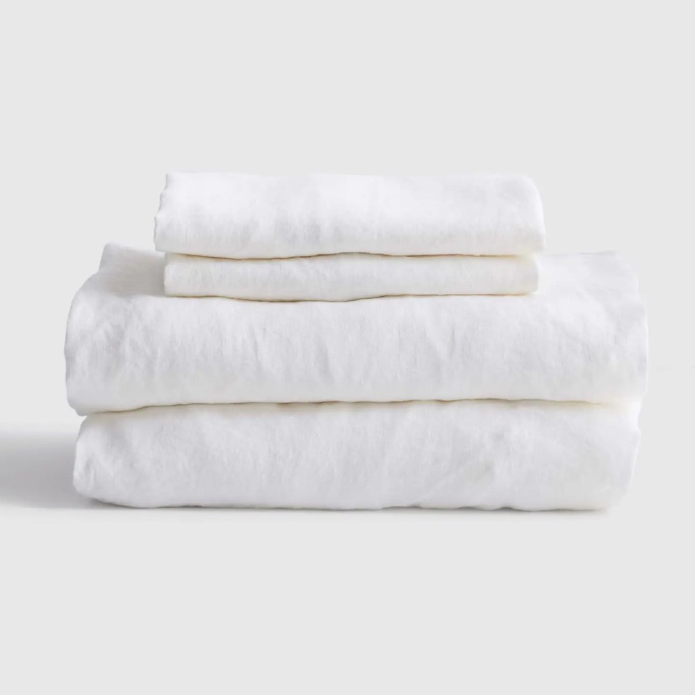 Quince European Linen Sheet Set White Queen